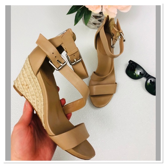 Tahari Shoes - Tahari ankle strap nude espadrille wedges sandals